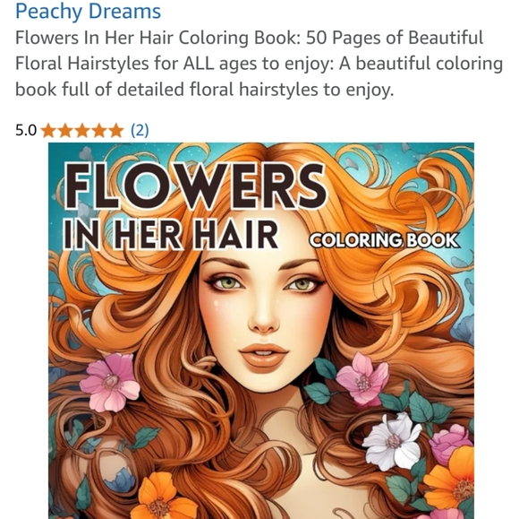 NWT Flowers in Her Hair Coloring Book all ages 50 pgs - Picture 3 of 3